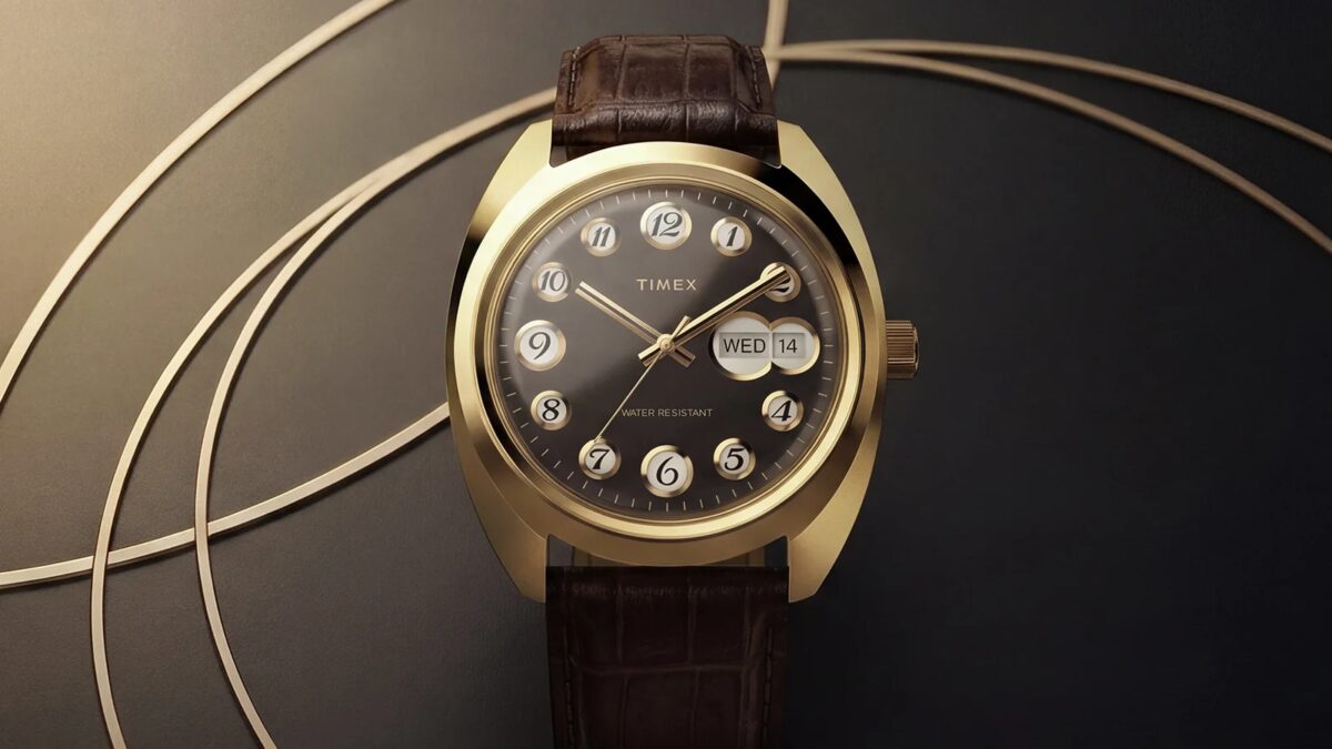 Timex выпустила часы с циферблатом в стиле диска старого телефона 3 часы Timex с черным циферблатом и коричневым ремешком