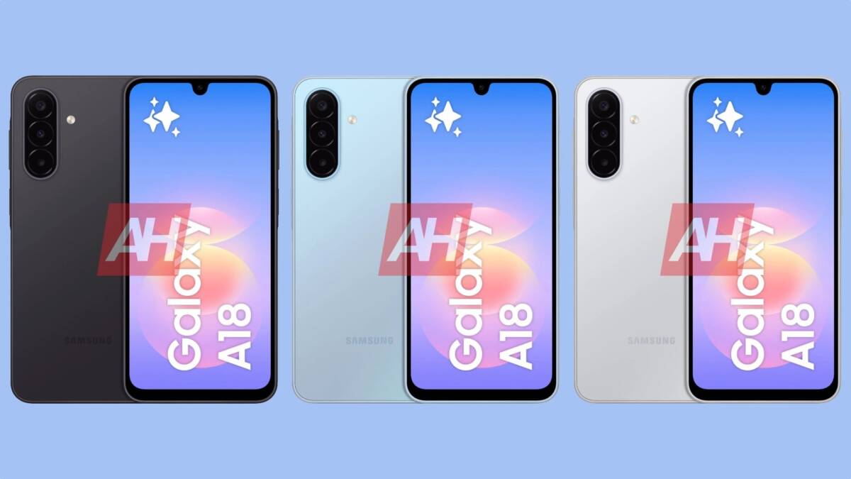 Три смартфона Galaxy A18 4G разных цветов спереди