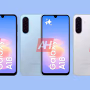 Три смартфона Galaxy A18 4G разных цветов спереди