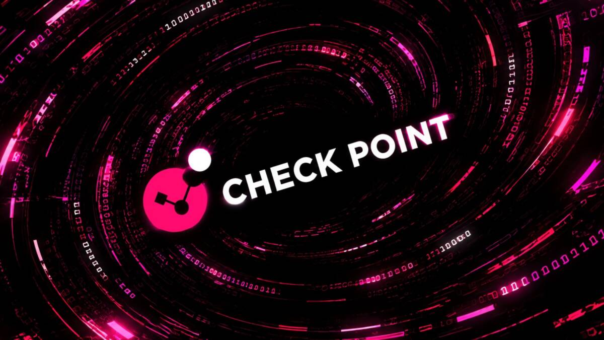 Иконка Check Point с фоном цифровых потоков данных