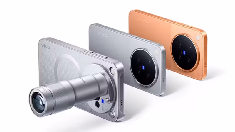 Три смартфона Vivo X500, X500 Pro и X500 Pro Max с тремя цветами