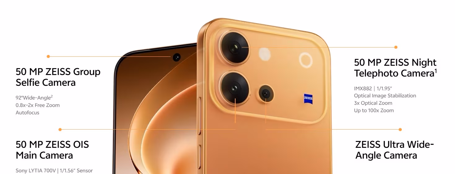 Модель телефона vivo V80 с тремя камерами и крупным корпусом
