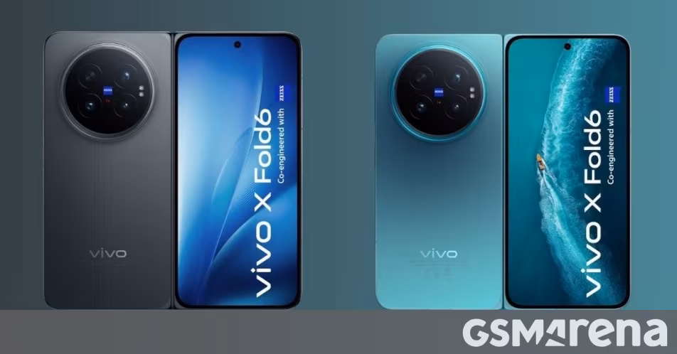Два складных мобильных телефона vivo X Fold 6 с камерами и дисплеями