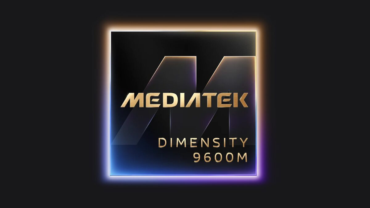 Логотип Mediatek Dimensity 9600М с неоном и светящимся эффектом