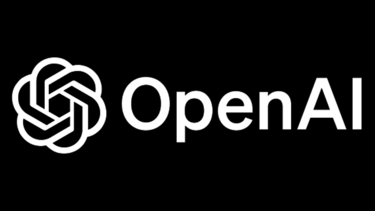 Логотип OpenAI на черном фоне с текстом OpenAI