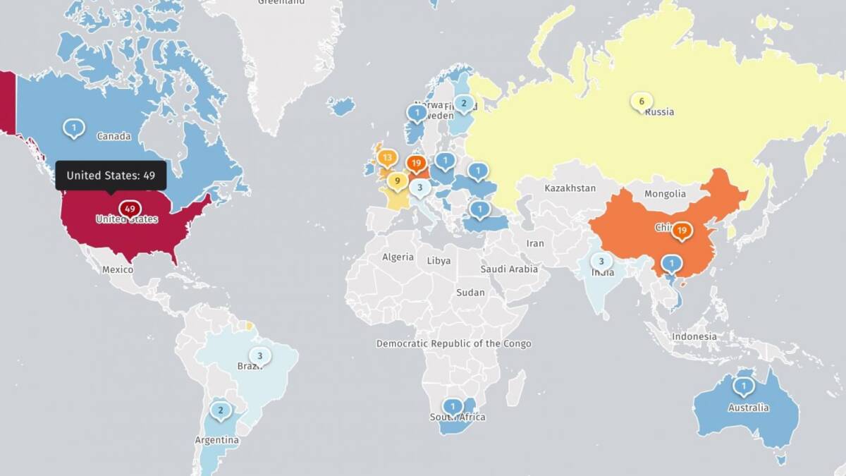 Вымогатели атакуют TeamCity через критическую уязвимость CVE-2026-63077 3 карта мира с выделенными регионами и числовыми значениями, отображающая уязвимость CVE-2026-63077 и атаки на TeamCity