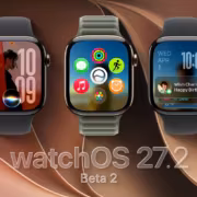 Три смарт-часы Apple WatchOS 27.2 демонстрируют главный экран и интерфейс