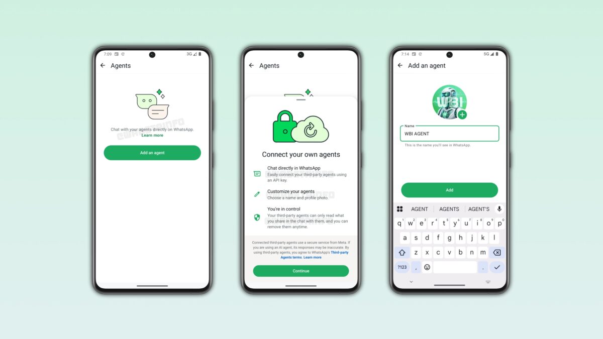 WhatsApp тестирует чаты со сторонними AI-агентами 3 Экран WhatsApp с добавлением агента WBI