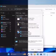 Область настроек папки Windows 11 с разделённой темной и светлой стороной