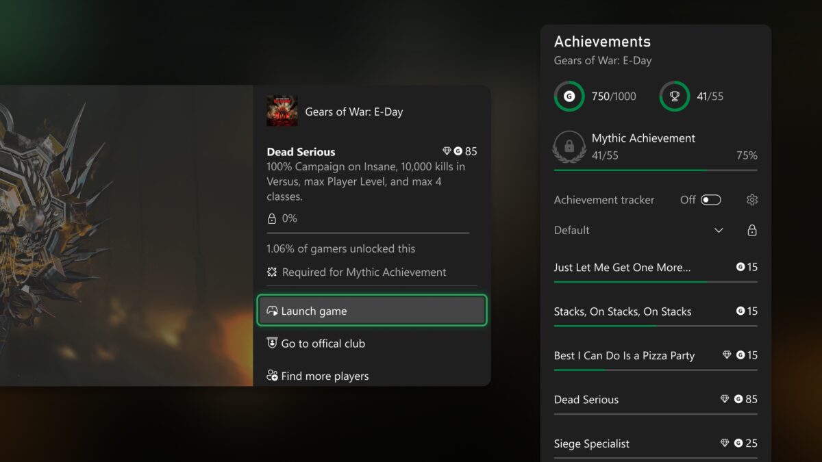 Xbox добавила награду за все достижения в игре, включая старые игры для Xbox 360 1 Экран с достижениями Xbox для игры Gears of War: E-Day