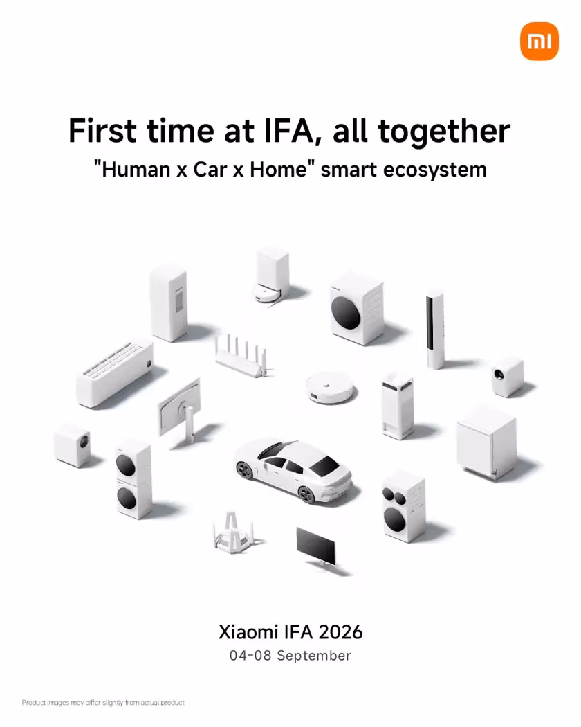 Xiaomi покажет более 380 продуктов и CyberOne на IFA 2026 3 Объявление презентации Xiaomi на IFA 2026 с разнообразными умными устройствами и автомобилем