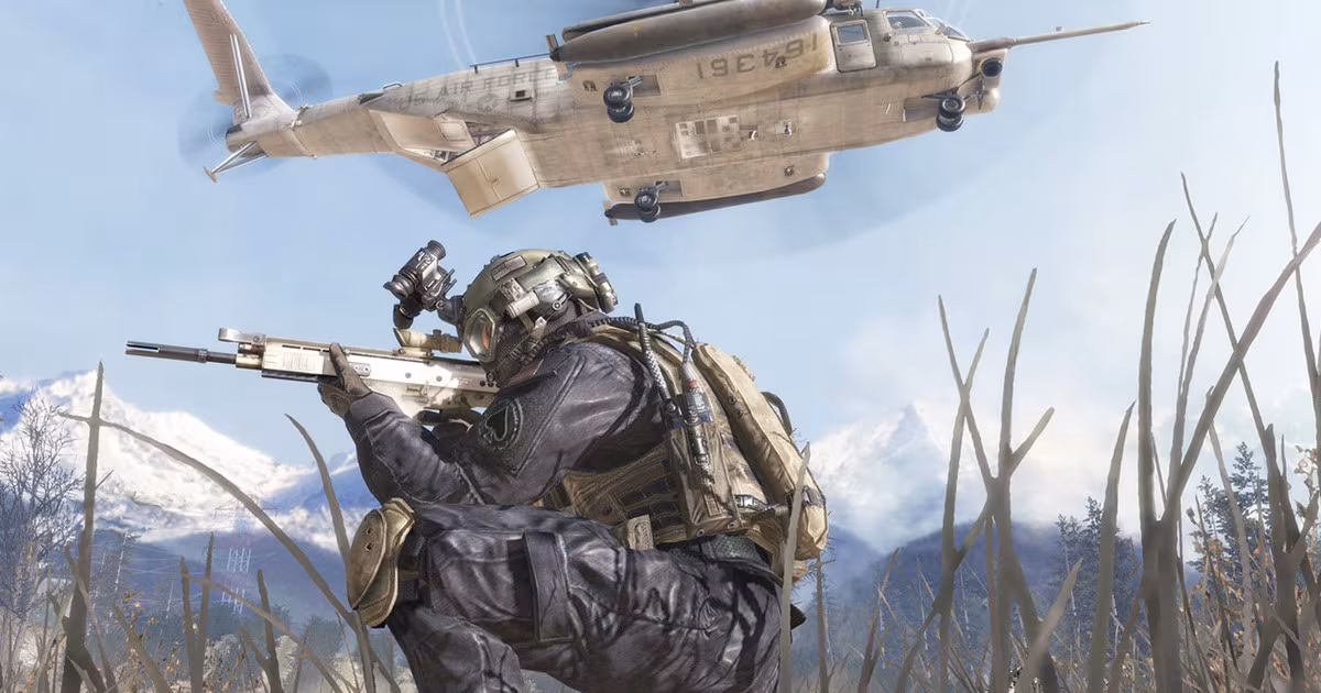 Боец в камуфляже с винтовкой Call of Duty Modern Warfare 2