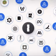 Иконки разных приложений и устройств с логотипами и символами 1Password