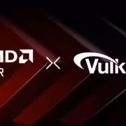Логотипы AMD FSR и Vulkan на тёмном фоне