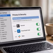 Настройки системы на Mac ноутбуке с включенными правами доступа к диску Apple MacBook