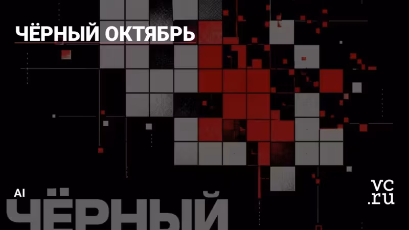 Цветные квадраты и графика с надписью Черный октябрь