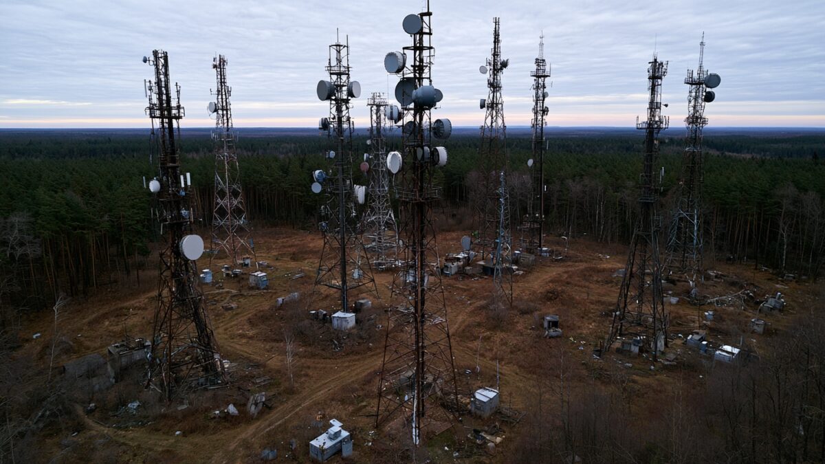 Телевышки и оборудование YADRO в лесу