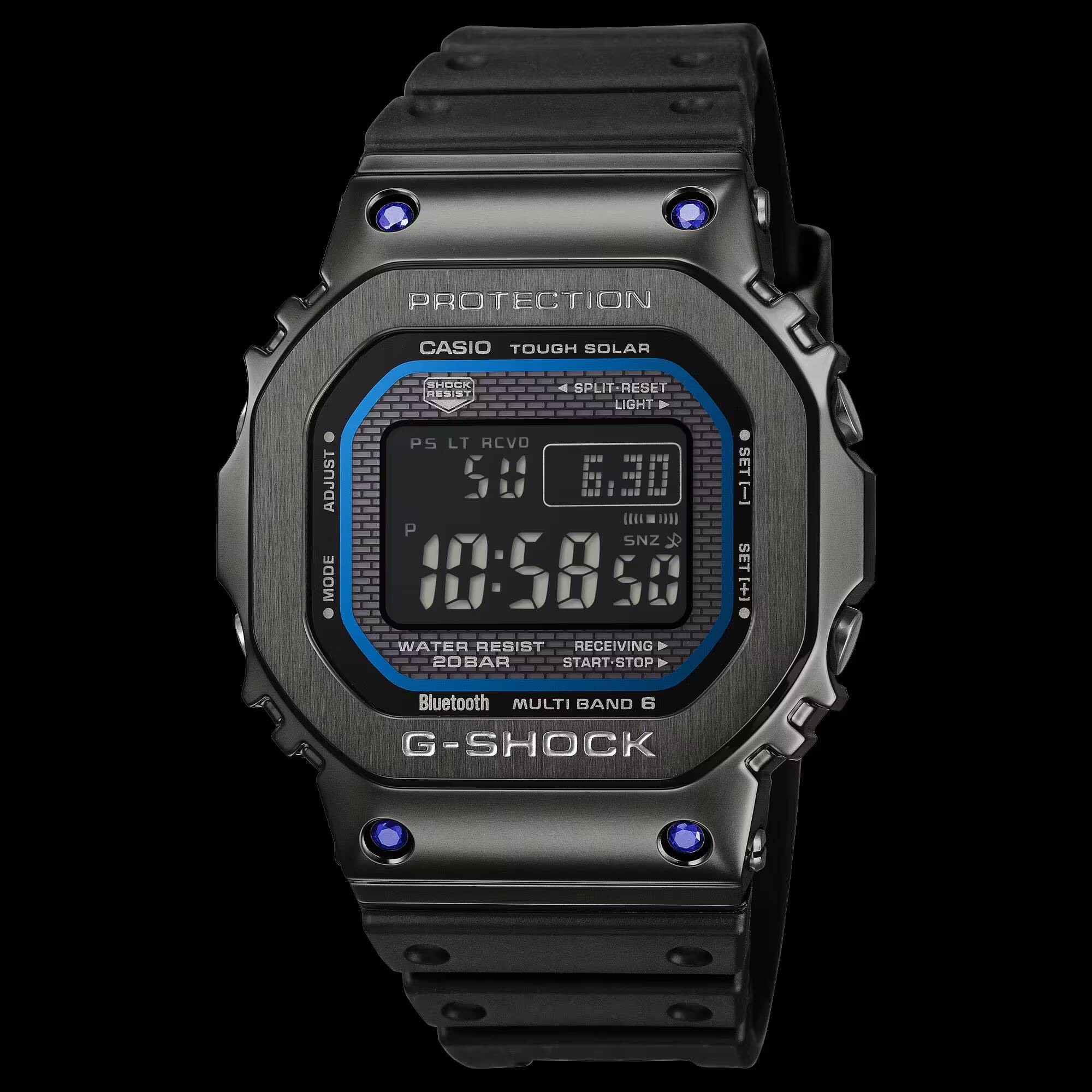 часов Casio G-Shock с сапфировым стеклом и синими винтами