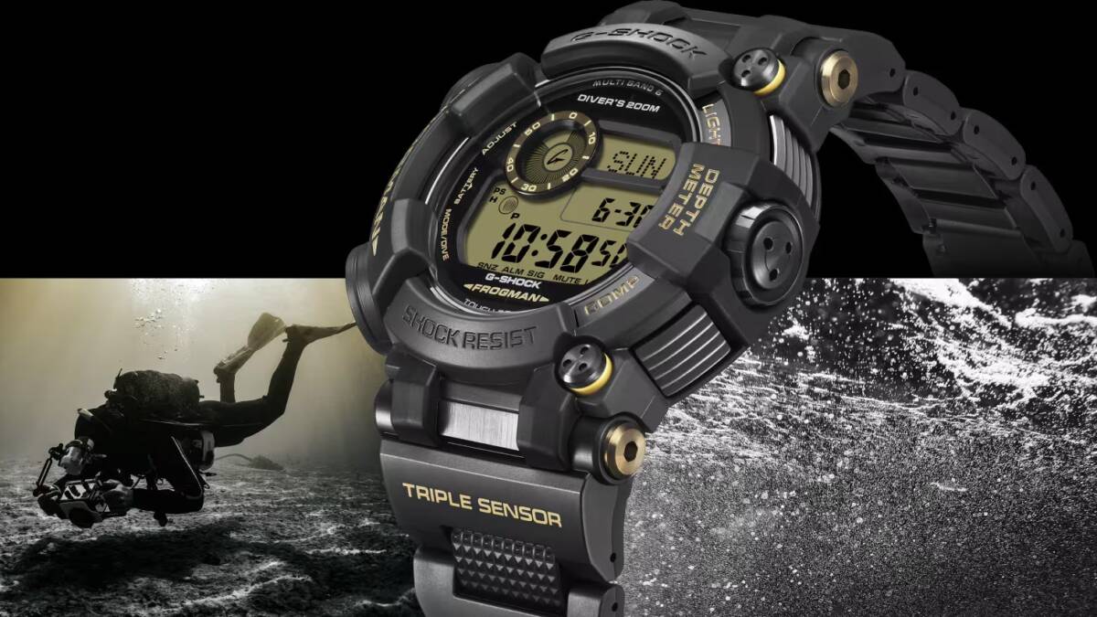 Дайверские часы Casio G-Shock Frogman с черным корпусом и ремешком