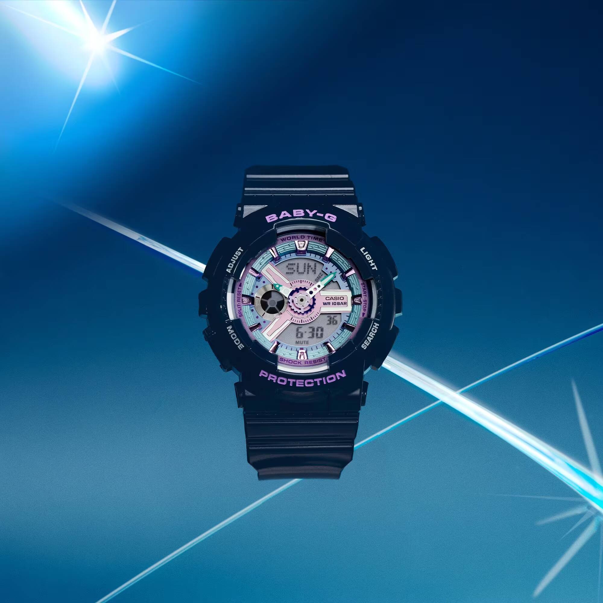 Часы Casio Baby-G BA110MC на руке в космосе