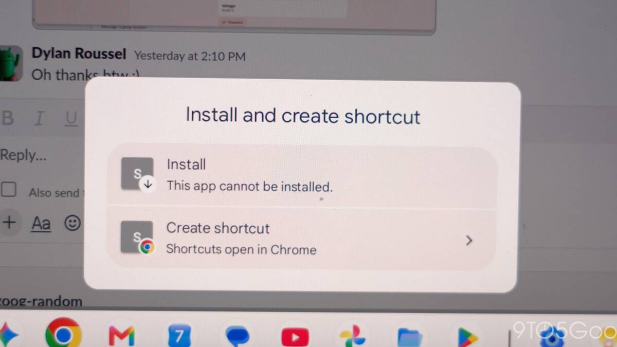 Сообщение о невозможности установки приложения в Google Chrome на Google Chromebook