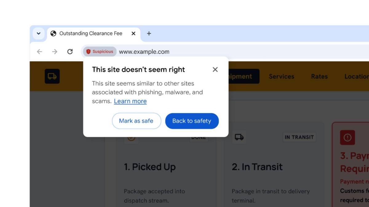 Chrome предупредит о подозрительных сайтах отдельным окном 3 Окно предупреждения Chrome о подозрительном сайте