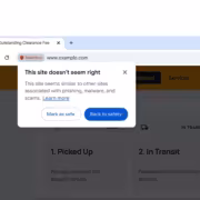Окно предупреждения Chrome о подозрительном сайте