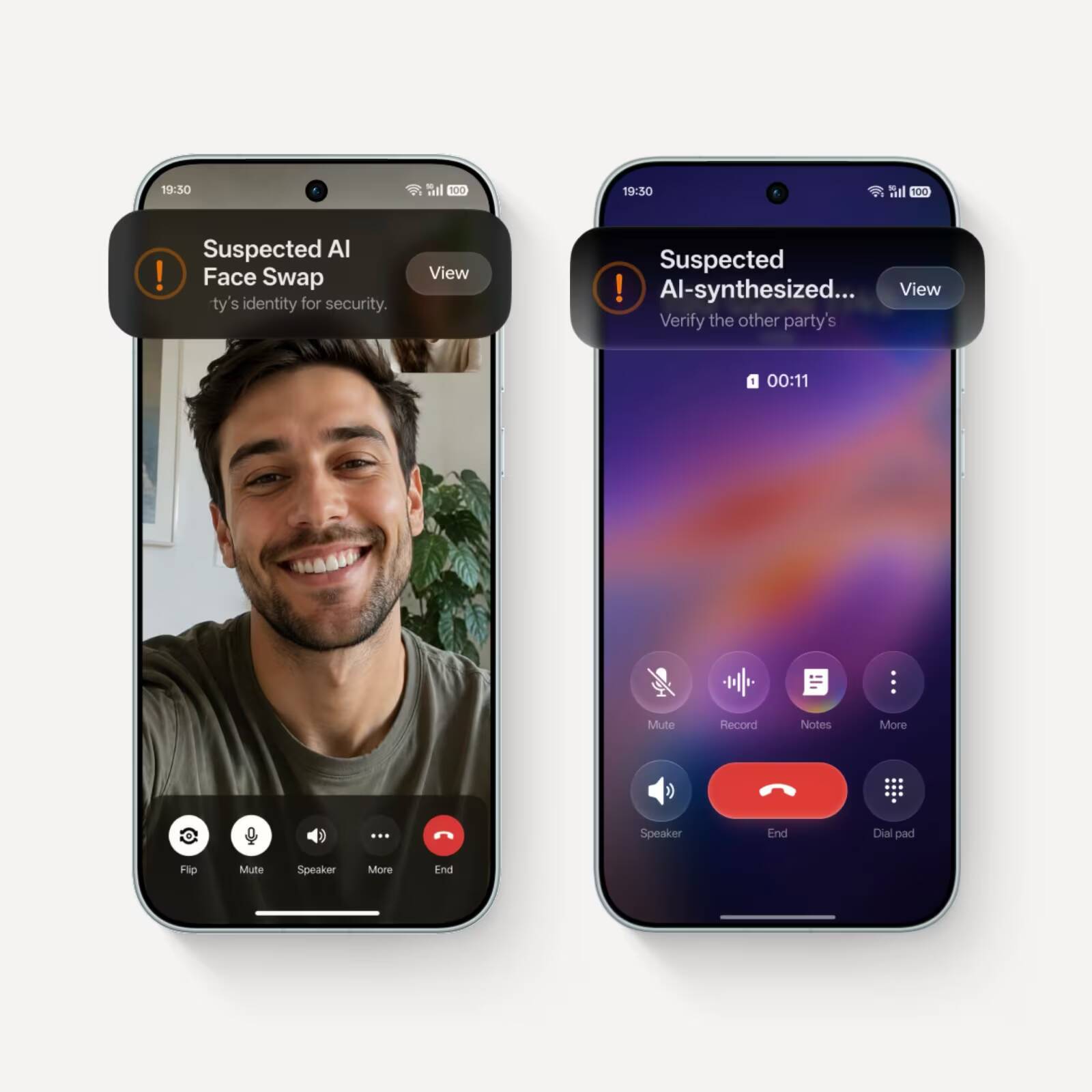 Две смартфона Reno14 и Reno15 с вызовами ColorOS 17