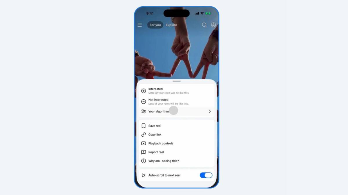 Facebook добавит ИИ-инструмент для настройки ленты словами 7 Меню настроек Facebook с опциями видеореализации и алгоритмом Facebook рееализации