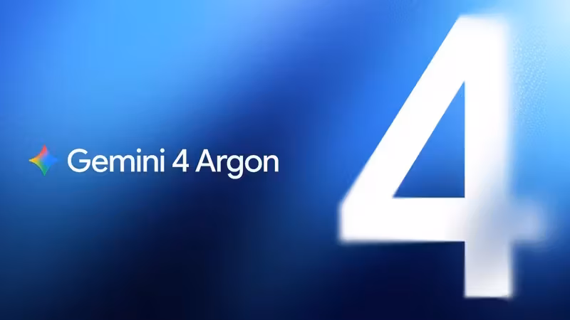 Логотип и название Gemini 4 Argon крупным шрифтом на фоне синего градиента