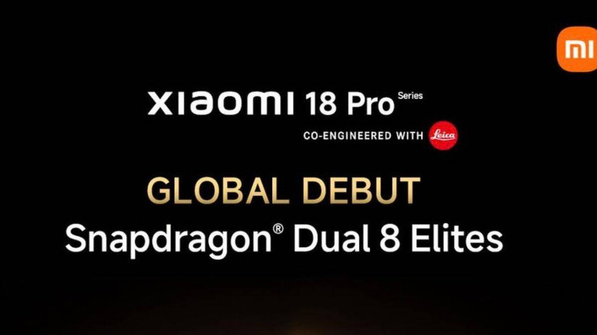 Логотип Mi, надпись Xiaomi 18 Pro и Snapdragon Dual 8 Elites