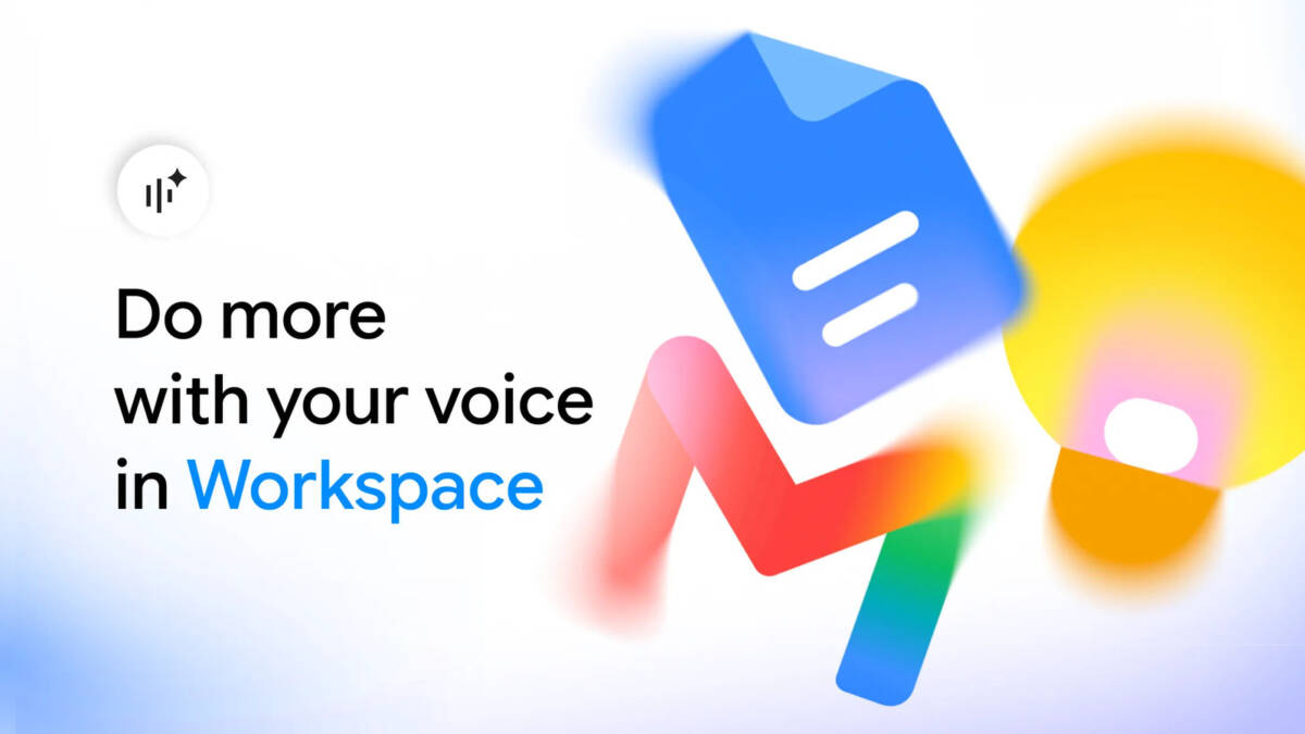 Логотип Workspace Google с текстом Do more with your voice