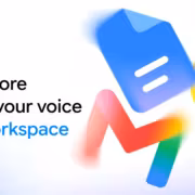 Логотип Workspace Google с текстом Do more with your voice