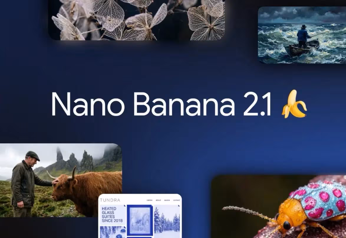 Интерфейс программы с названием Nano Banana 2.1 на синем фоне