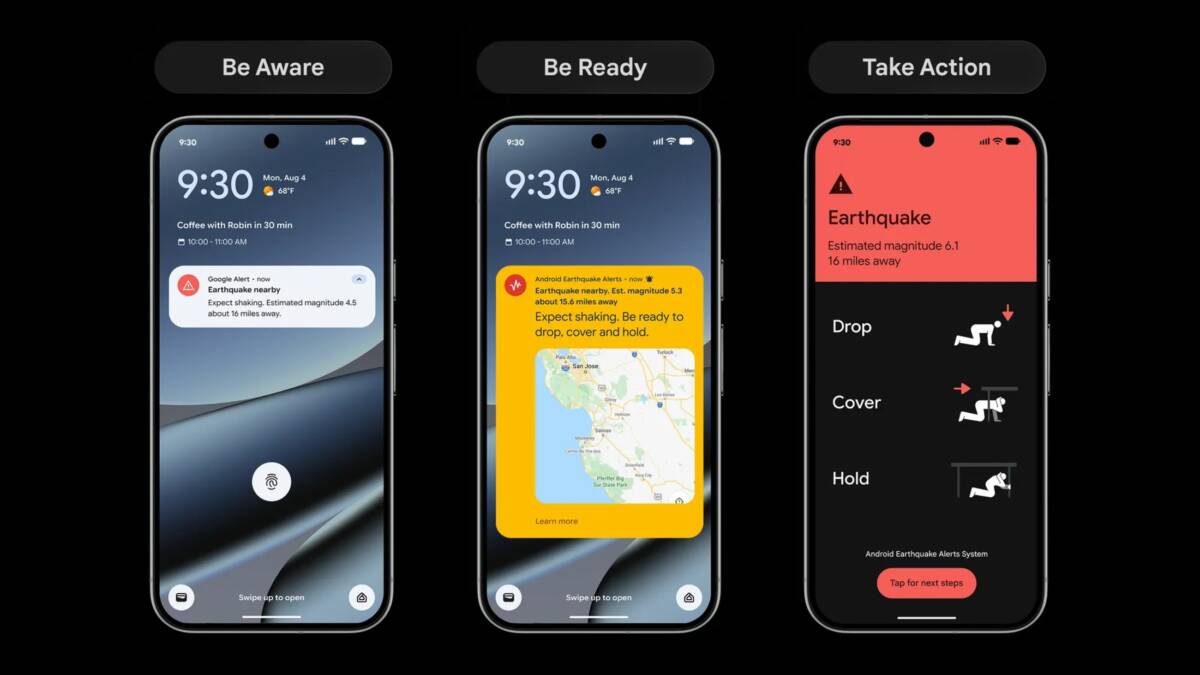 Уведомления Earthquake Alerts System на смартфонах Google Pixel