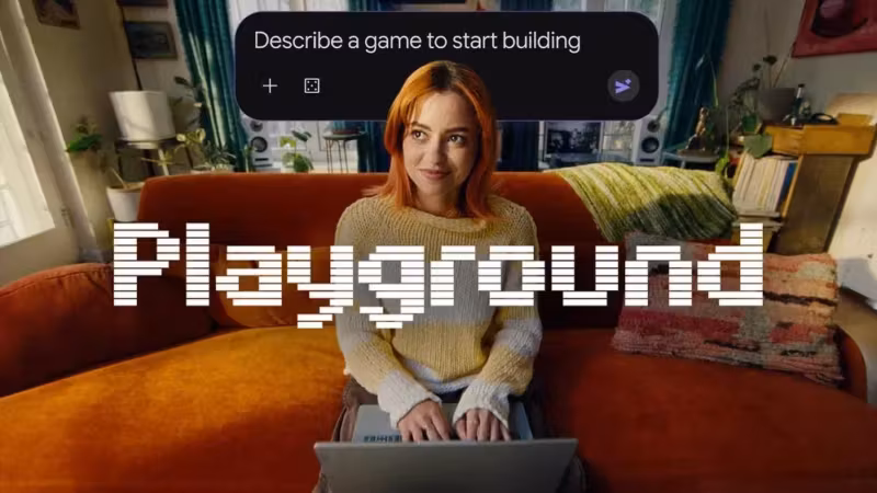 Прикладка Playground от Google на ноутбуке в комнате