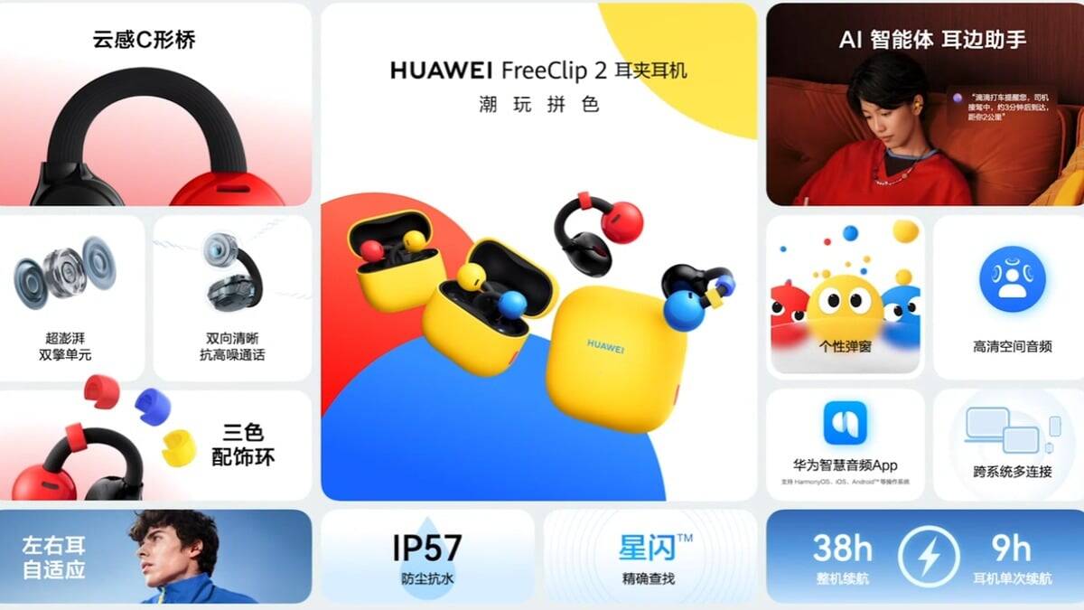 Huawei выпустила двухцветные FreeClip 2 со сменными кольцами