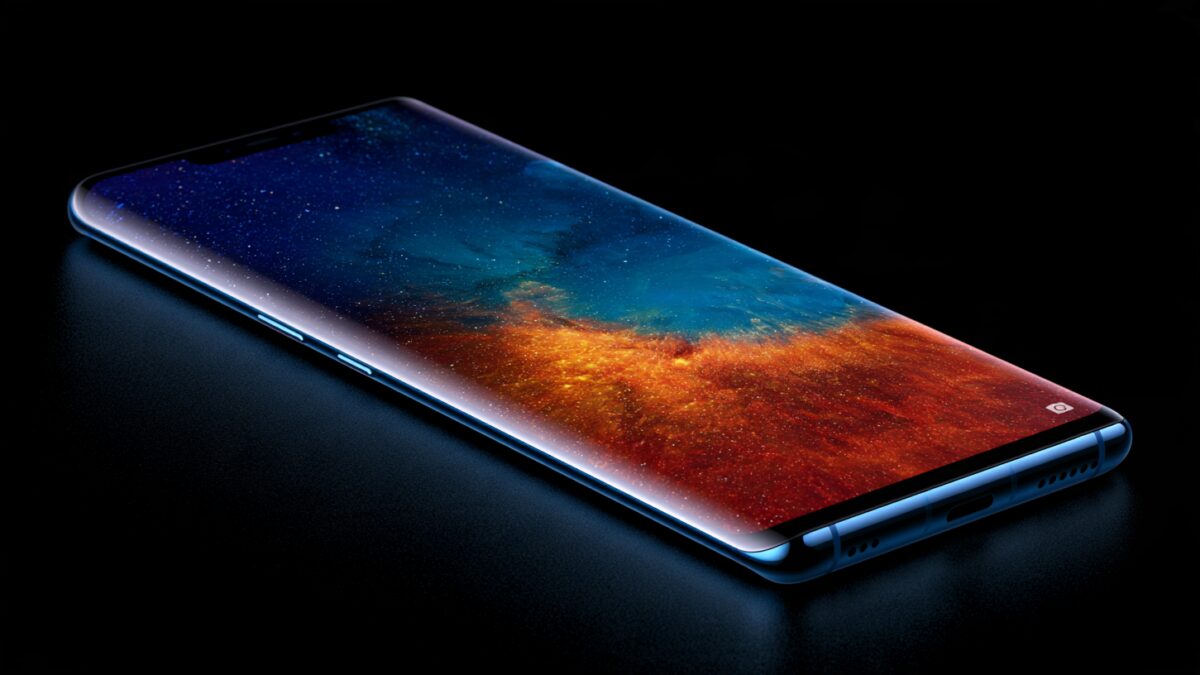 Смартфон Huawei, экран с космическим изображением
