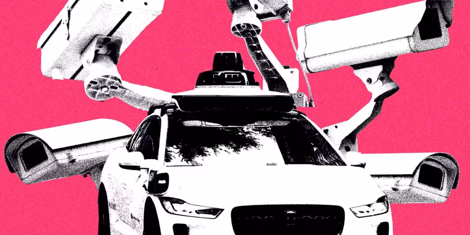 Камеры в роботакси Waymo вокруг спортивной машины