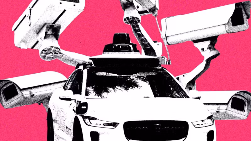 Камеры в роботакси Waymo вокруг спортивной машины