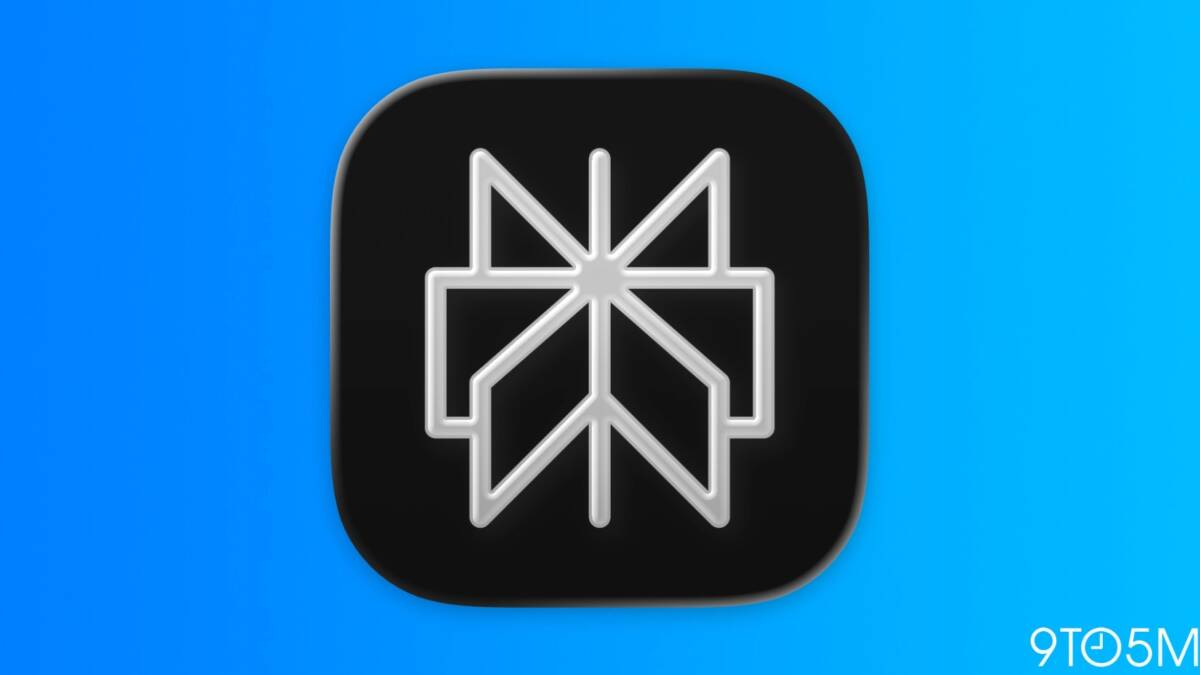 Значок Apple 9TO5Mac с белым снежинкой на чёрном фоне