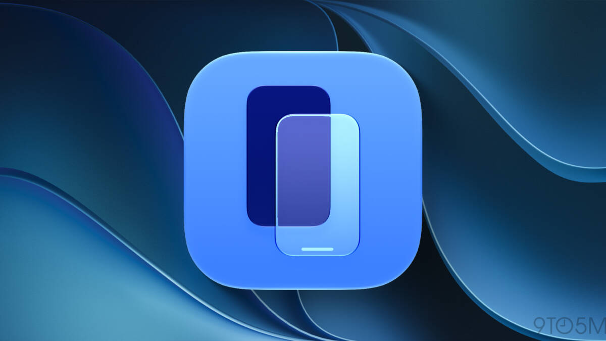 Обновление macOS 27 на экране с чёрным фоном и изображением iPhone