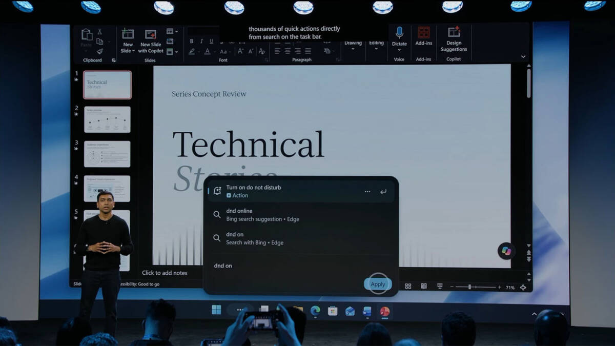 презентация Windows 11 с новой функцией поиска Microsoft