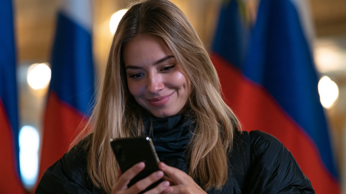 Мобильный интернет в России ускорился на 14—20% после запуска 5G 3 Женщина использует смартфон с мобильным интернетом в России