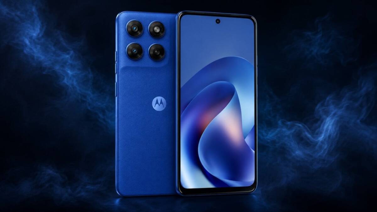 Синий смартфон Motorola Moto G47 Power с четырьмя камерами
