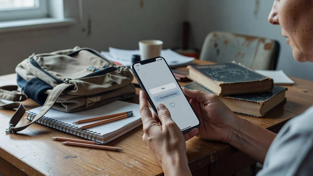 Человек использует телефон МТС Pay для пожертвования