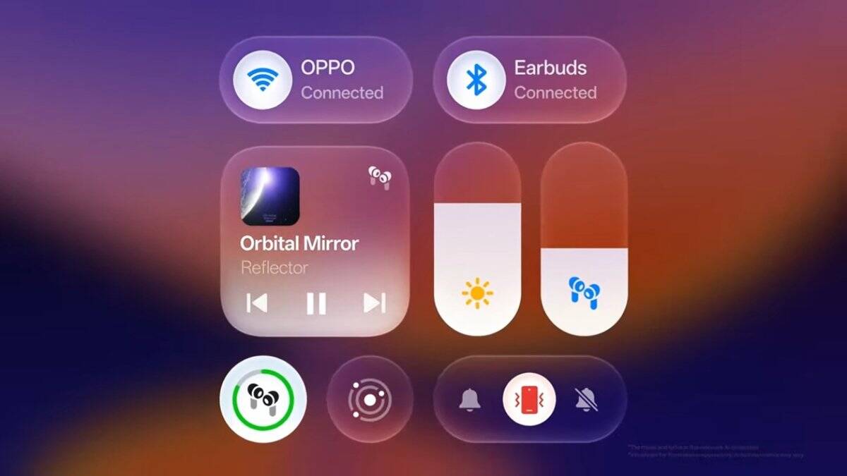 Интерфейс устройства Oppo с управлением музыкой и настройками