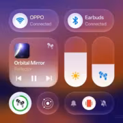 Интерфейс устройства Oppo с управлением музыкой и настройками