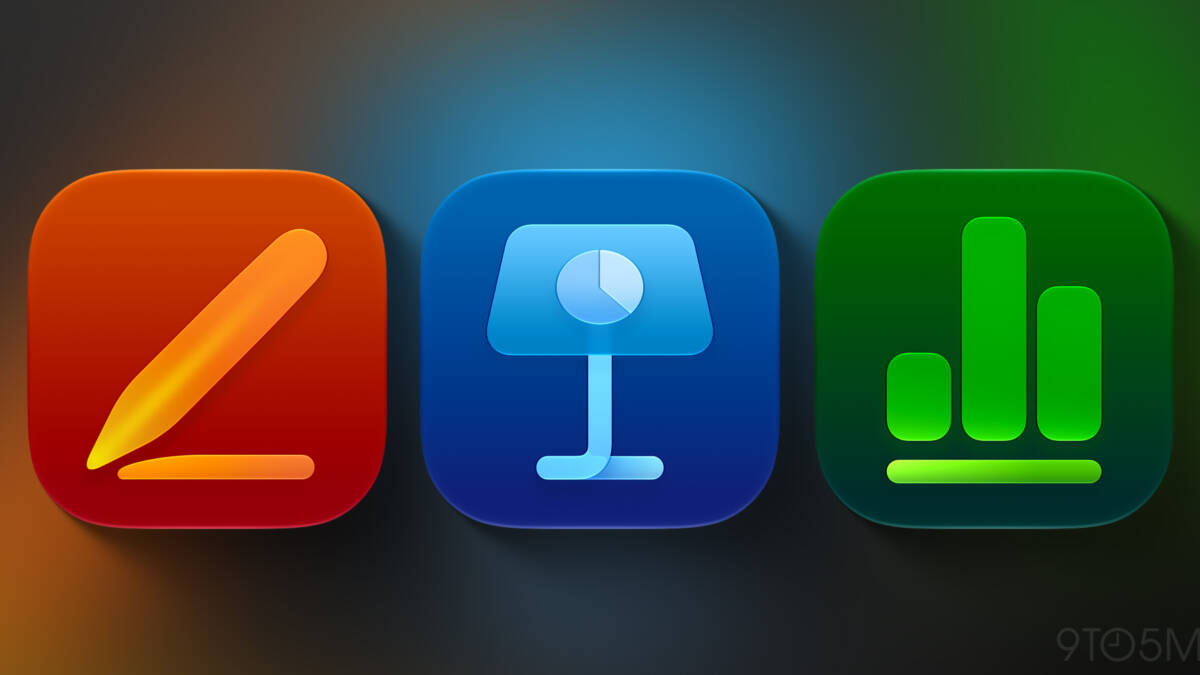 Образы иконок страниц Keynote Numbers и Pages на iOS
