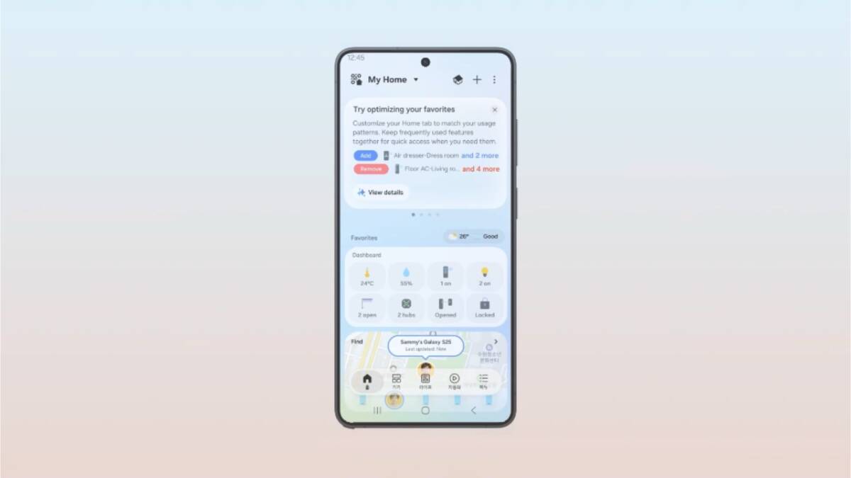 Экран смартфона с приложением SmartThings управление устройствами
